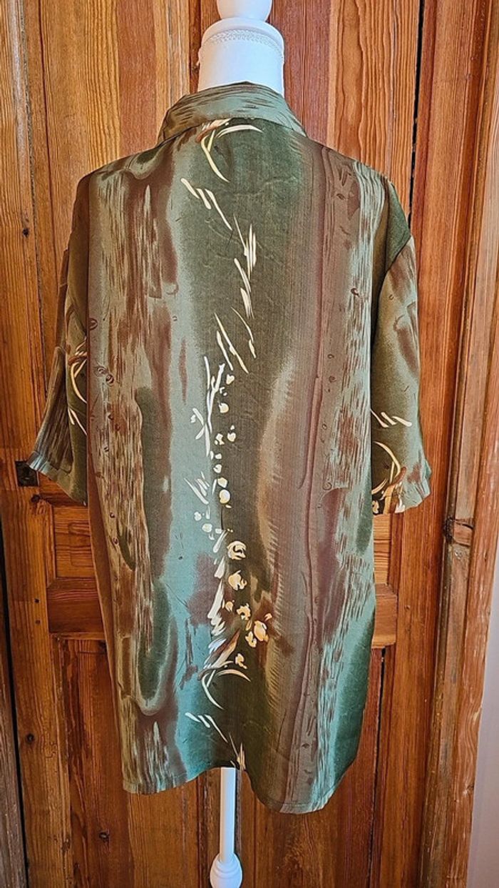 Blouse vintage kaki marron fluide avec deux boutons - photo numéro 2