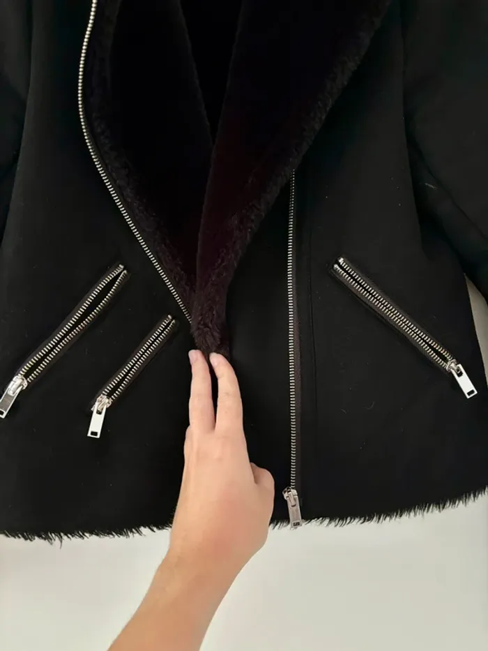 Blouson aviateur fausse fourrure noir Etam Taille 34 - photo numéro 2