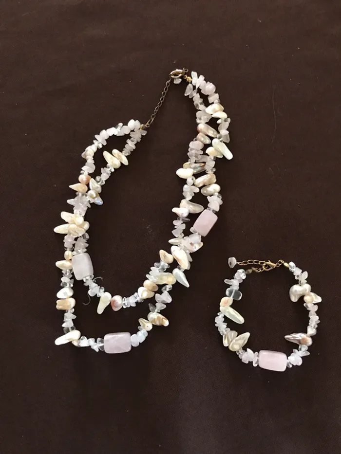 collier pierres quartz rose - photo numéro 2