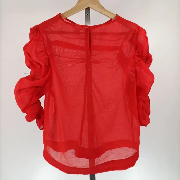 Blouse rouge transparente H&M manches bouffantes Taille 38 - A035 - photo numéro 5