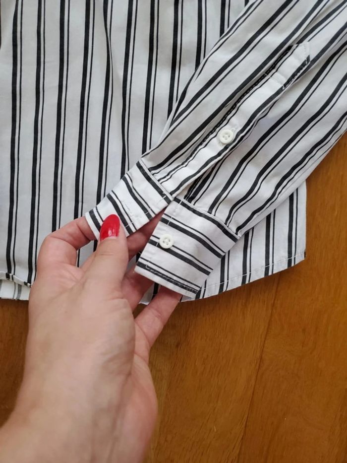 Chemise chemisier rayé noir et blanc Jennyfer XS stretch - photo numéro 5