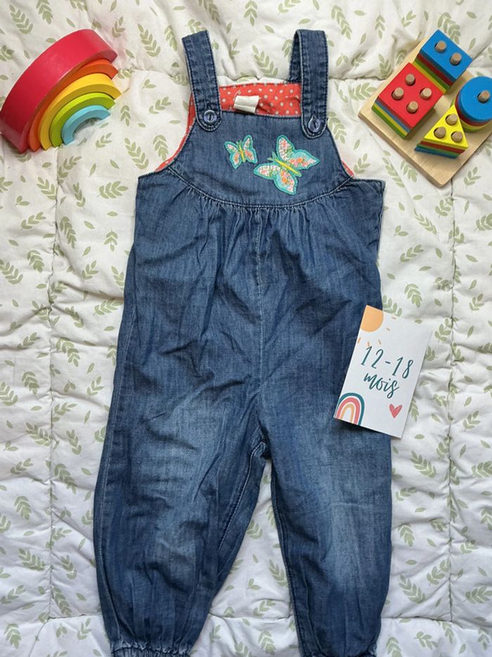 salopette en jean bleu 12/18 mois H&M - photo numéro 2