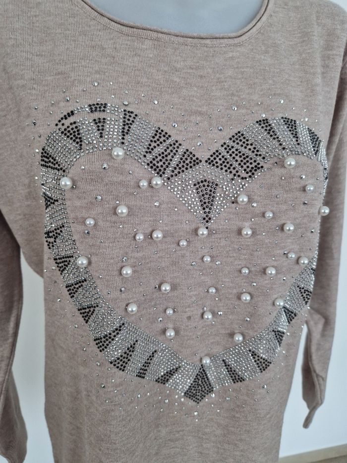 Haut taupe avec motif cœur Sweet Girl - photo numéro 2
