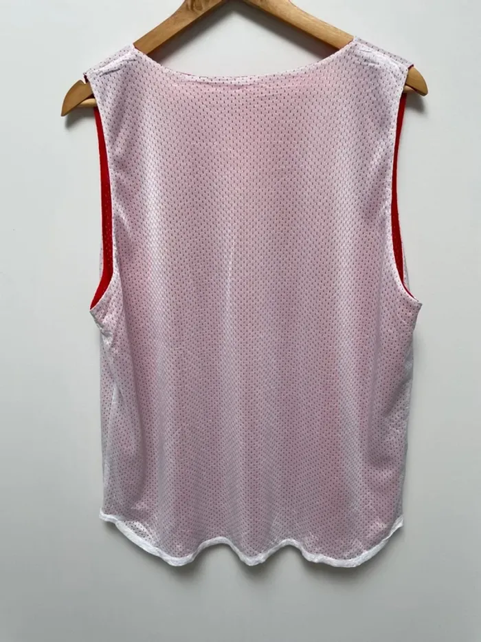 Reversible Mesh tank top jersey débardeur maillot sports red white Large - photo numéro 5