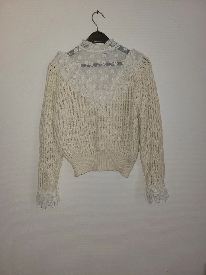Pull tricot romantique avec volants beige zara - photo numéro 5