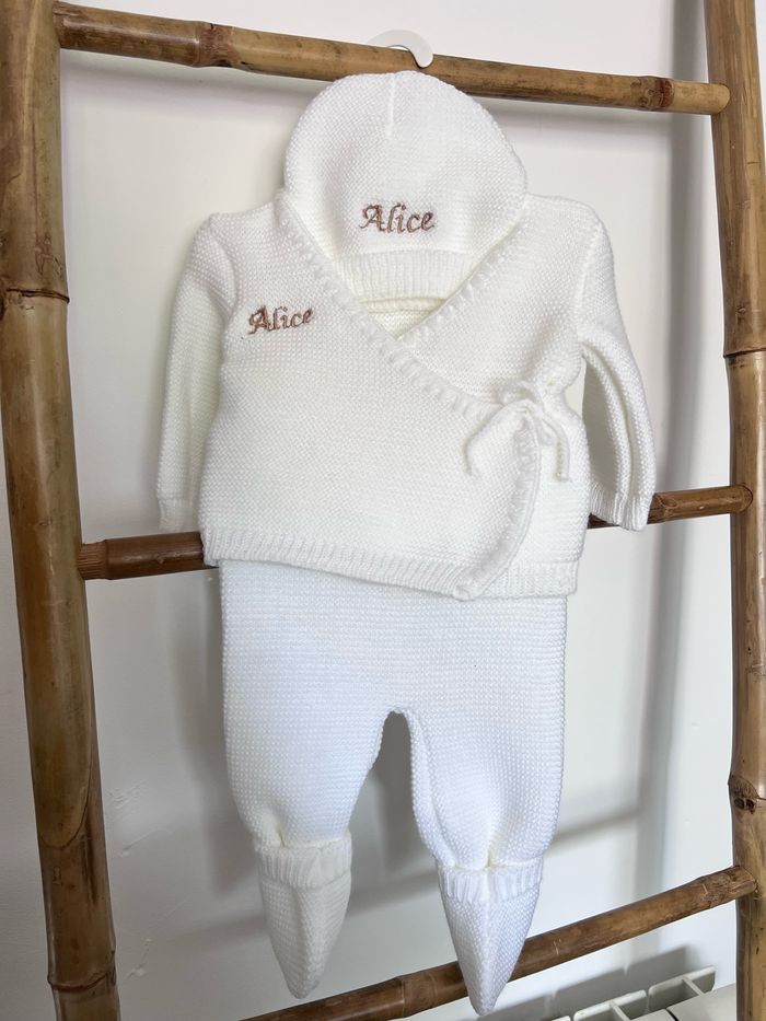 Ensemble naissance en maille personnalisé brodé - photo numéro 3