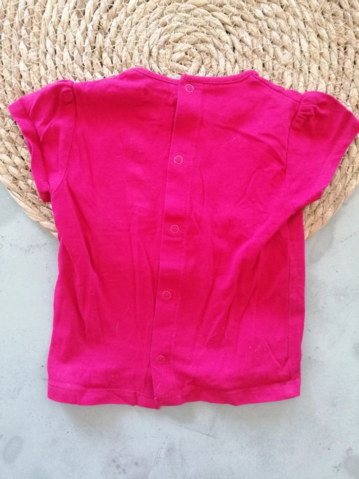 Tee-shirt fille rose LOVE Kiabi 9 mois - photo numéro 3