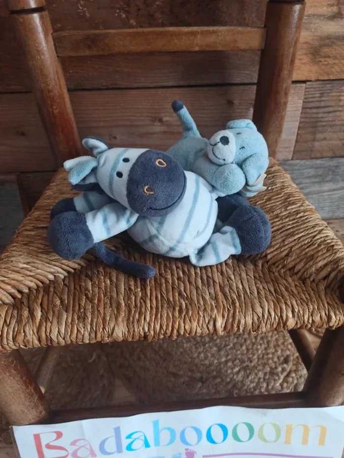 Peluche zèbre Zebrito et le chien Achille noukie's tbe - photo numéro 2