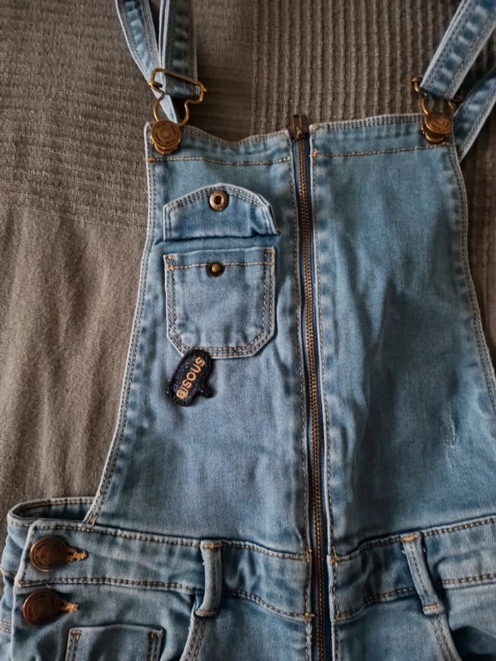 Salopette toile jean fille - photo numéro 2