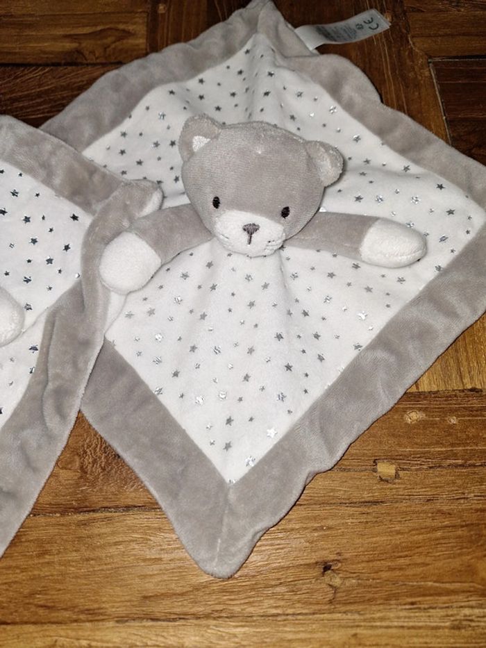 Lot de 2 doudou chat obaïbi gris et blanc étoiles argentées - photo numéro 2