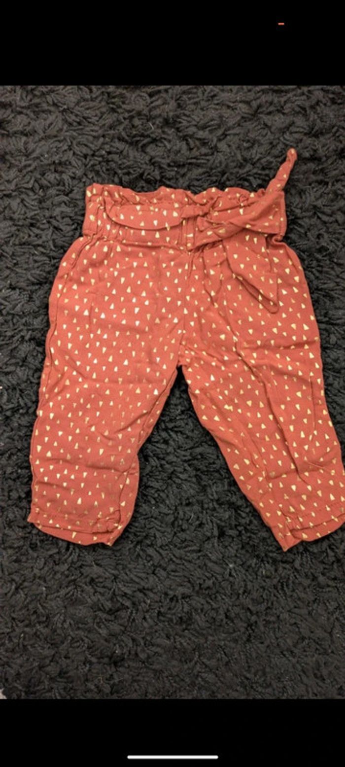 Pantalon été fille 6 mois orange fluide  léger - photo numéro 2