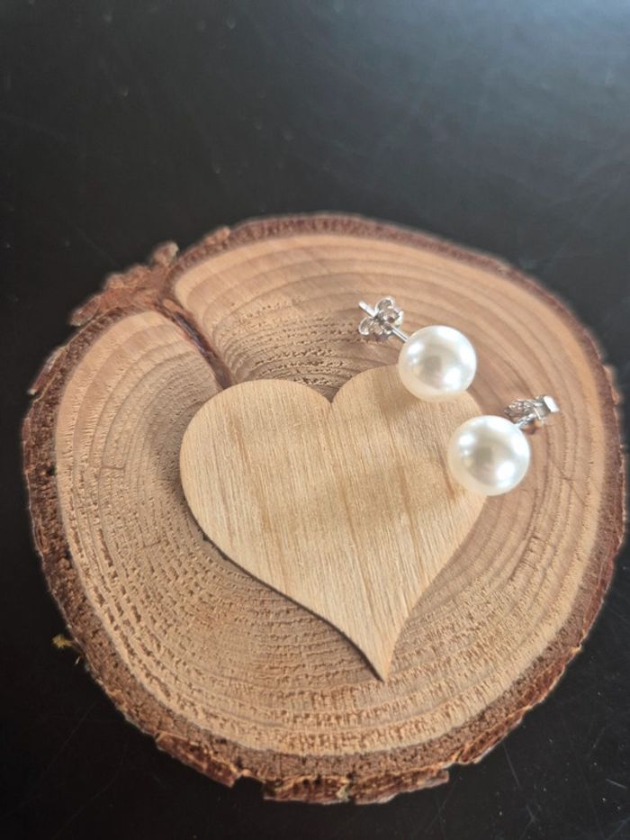 Boucles d'oreilles perles blanche - photo numéro 3