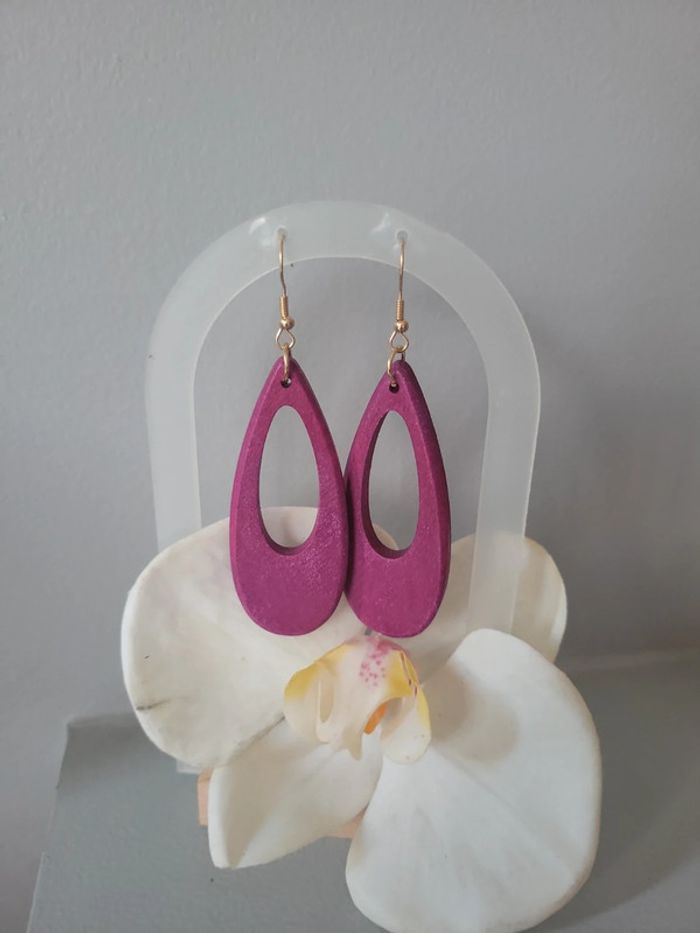 Clips goutte violette en bois - photo numéro 4