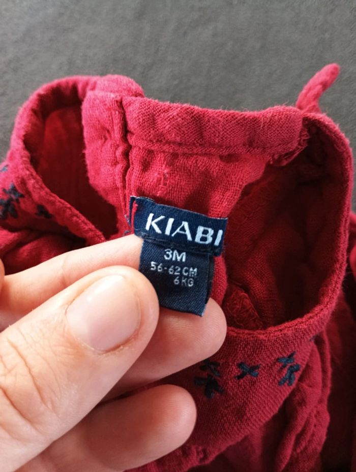 Blouse tunique chemise manches longues Fille 3 mois Kiabi gaze de coton - photo numéro 3