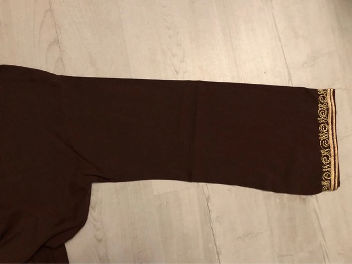 AN9- Blouse marron longue brodée TXXL (44-46) portée 1 fois - photo numéro 6
