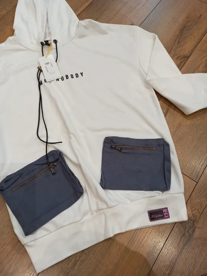 Pull/sweat à capuche pour homme blanc M - photo numéro 3