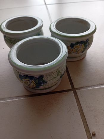 Lot de 3 petits pots de fleurs table vintage
