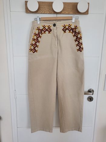 Pantalon large brodé