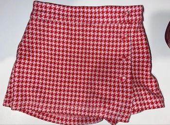 Jupe-short Sergent Major 3 ans - Pied-de-poule Rouge et Rose - Chic