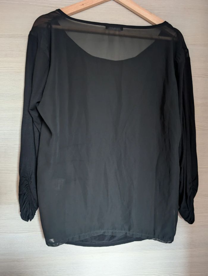 Haut noir manches longues dos transparent - photo numéro 2
