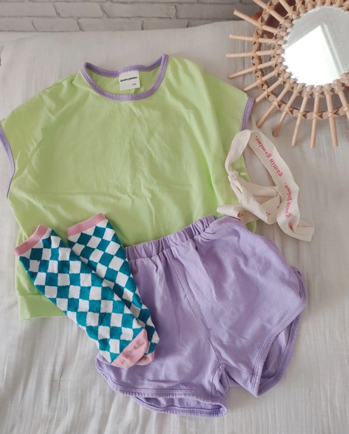 Ensemble mixte oversize – violet et vert – 5/6 ans