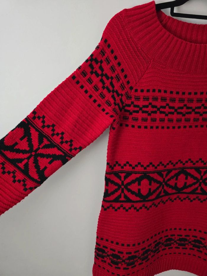 Pull Chaps col rond rouge à motif femme taille S – Élégant, tendance et confortable - photo numéro 3