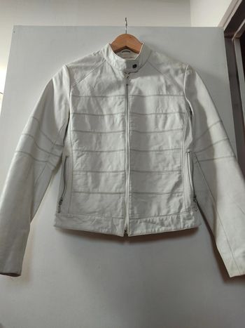 Veste femme blanche cuir d'agneau 38 Camaïeu Bon état
