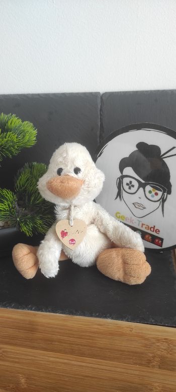 doudou peluche canard trudi bussi orange jaune beige bille Écru Noir Blanc