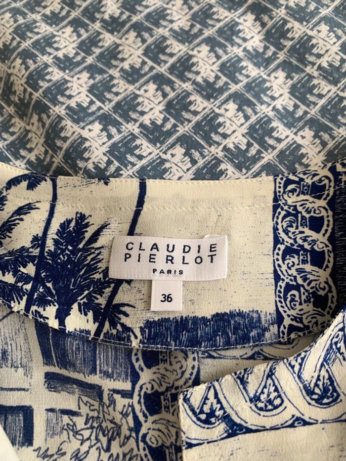 tunique "claudie pierlot" 100 % soie maine et blanc - photo numéro 6