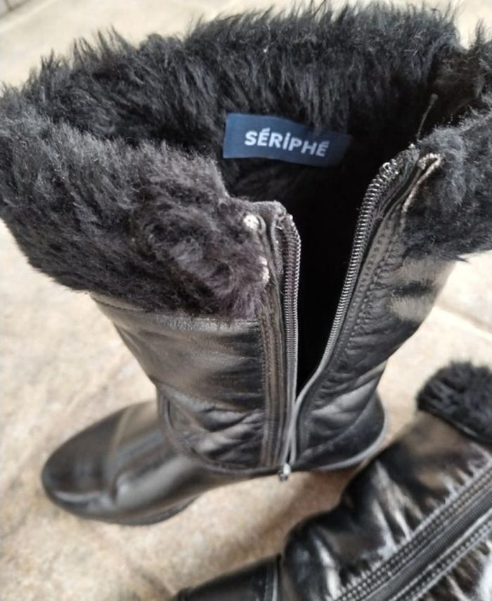 Bottes femme cuir noir fourré - photo numéro 3