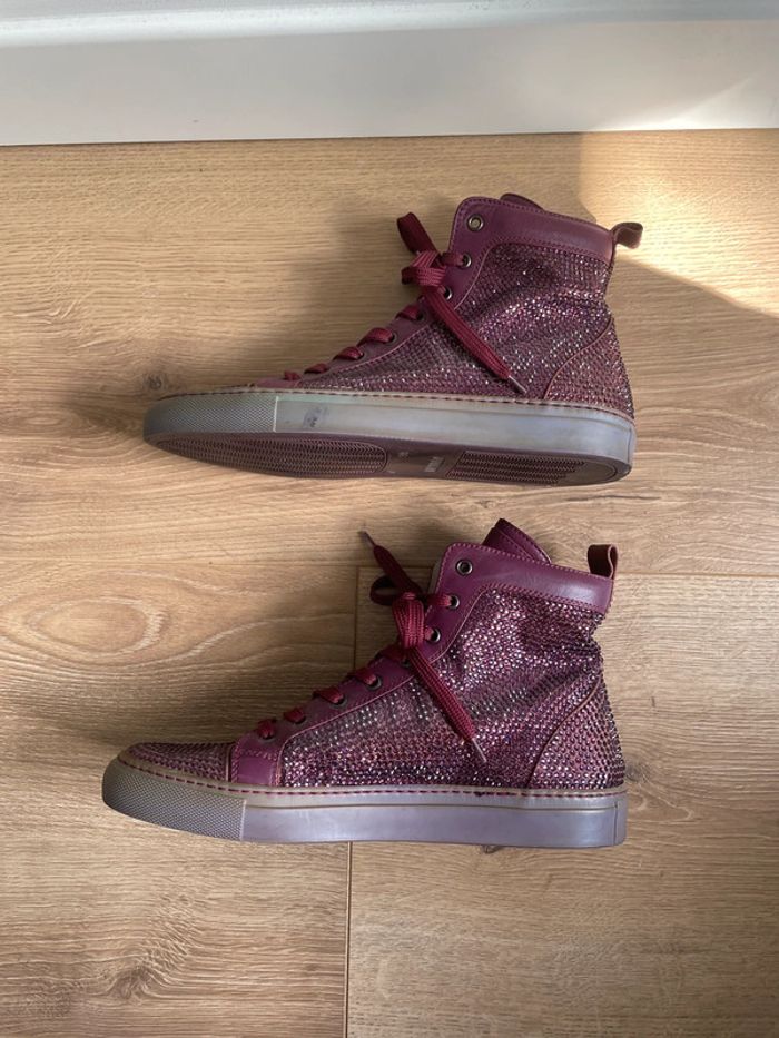 Baskets montantes Le Silla bordeaux à strass - photo numéro 6
