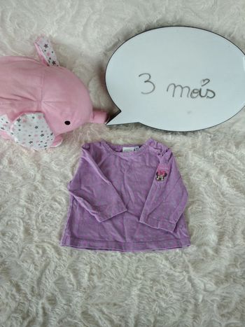 Tee shirt chemise manches longues Fille 3 mois Minnie Disney 100% coton