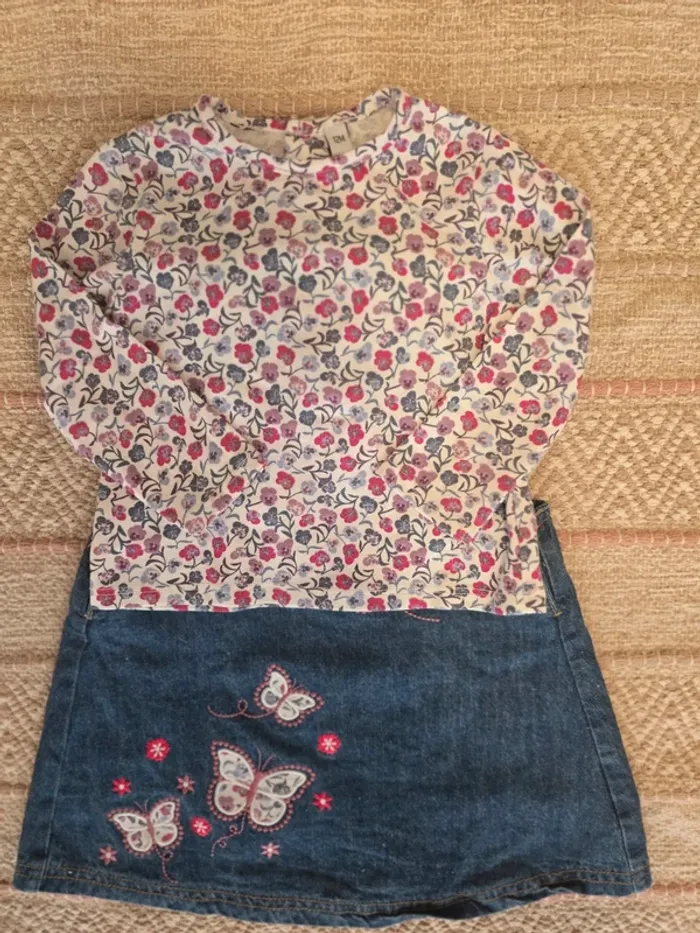 Ensemble robe jean papillon et haut liberty 12 mois - photo numéro 3