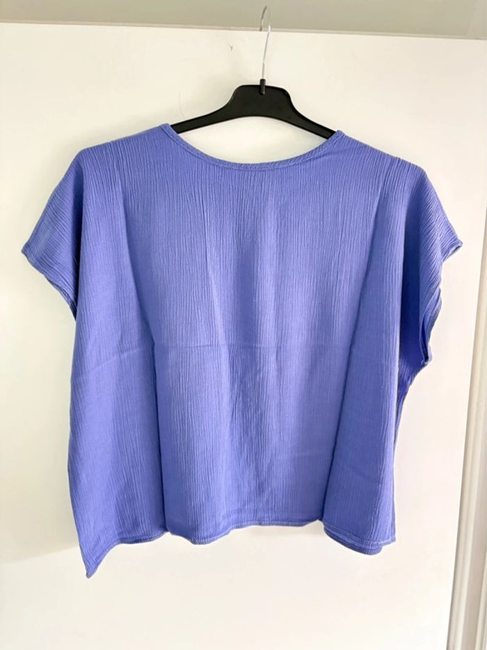 Blouse violette à manches courtes vintage 80s 42 - photo numéro 2