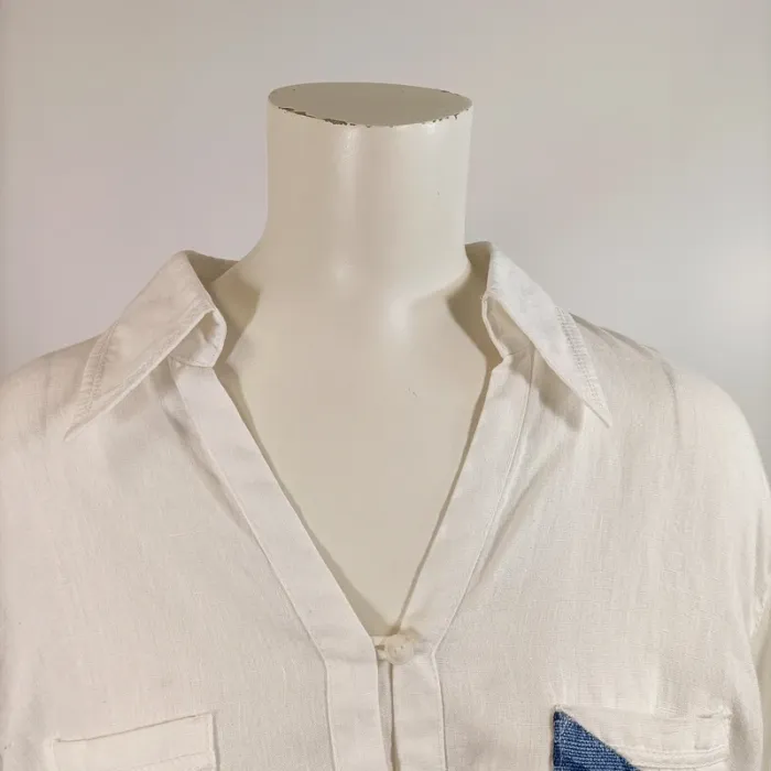 Chemise blanche oversize à détails jean - Pièce unique faite main Gerry Weber A640 - photo numéro 8