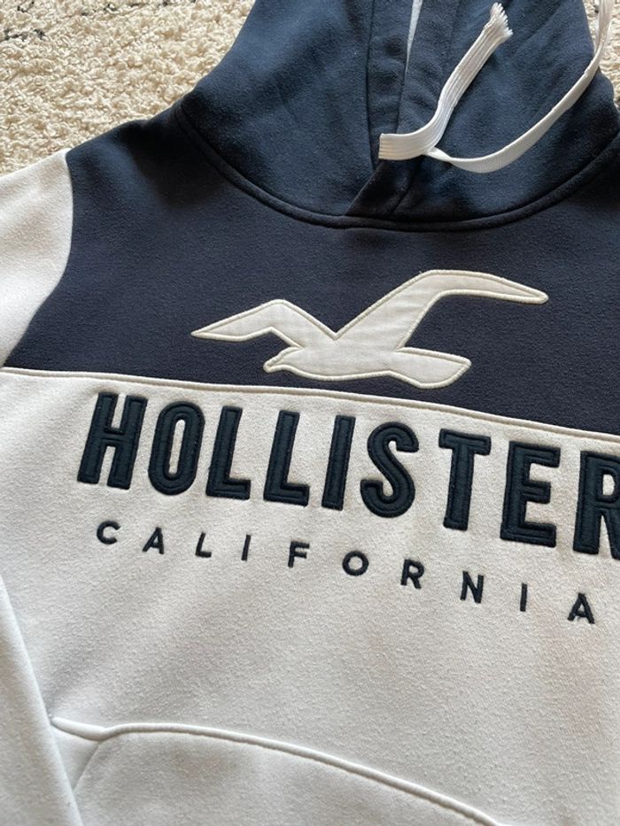 Sweat à capuche marine et blanc Hollister - photo numéro 8