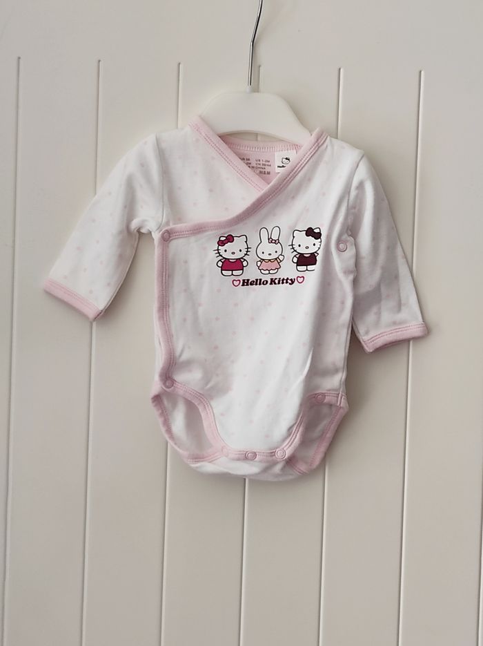 🍼 Body manches longues bébé fille – 1 mois – rose et blanc à pois - photo numéro 2