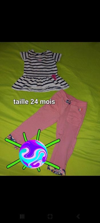 Lot tunique style marinière et pantalon rose