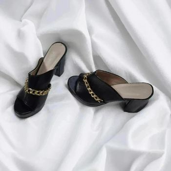 Mules à talon compenser noir🌹 38🌹