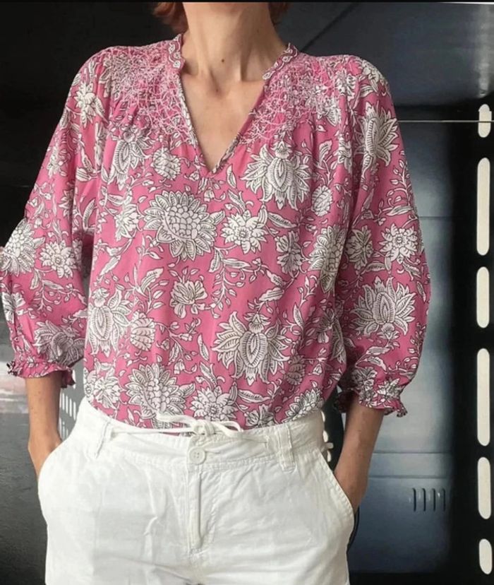 Blouse imprimée en coton bio fushia Libellule - photo numéro 7
