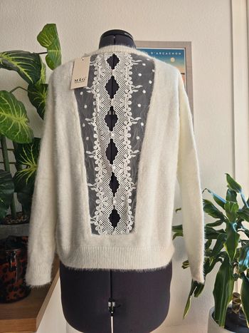 Pull blanc deveteux avec dentelle dans le dos neuf - M&G - taille unique - S/M/L