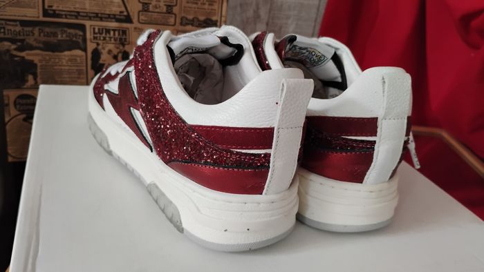 Chaussures femme baskets sneackers T 37 rouge émeraude strass - photo numéro 5