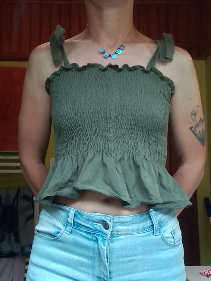 Bustier femme à bretelles femme vert kaki H&M - photo numéro 3