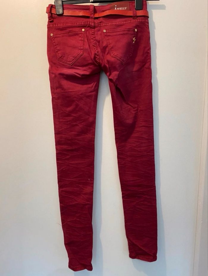 Jean slim bordeaux taille XS - photo numéro 4