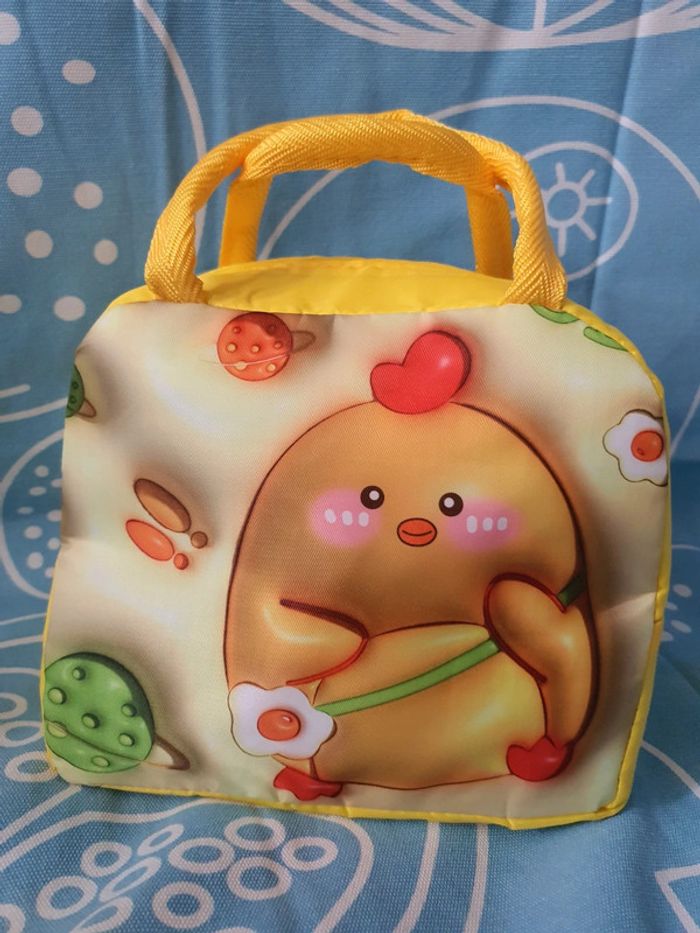 🐥 Sac À Déjeuner Pliable Jaune Kawaï 🐣 Isotherme et Léger pour Garçons et Filles