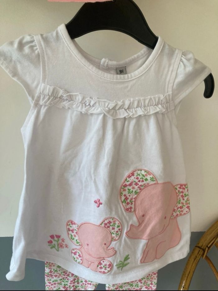 Ensemble fille blanc et rose 9 mois - photo numéro 2