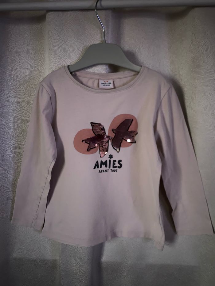 T-shirt rose oiseaux sequins 5 ans Tape à l’œil