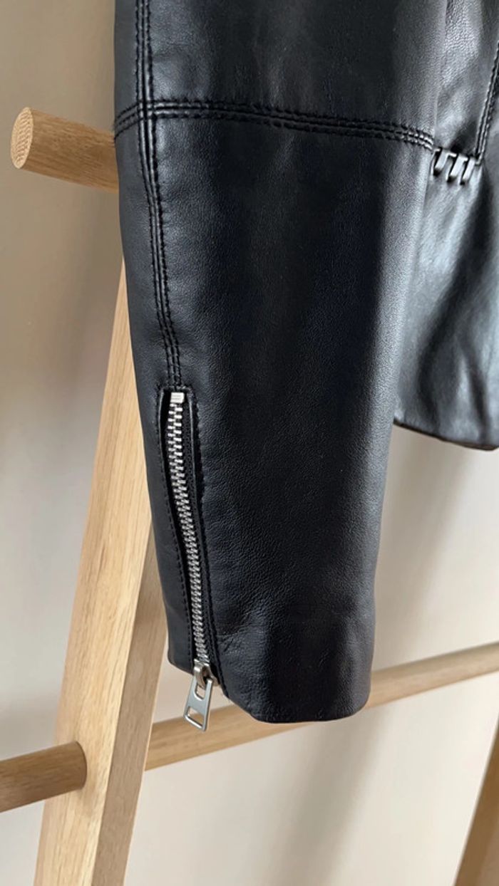 Veste Cuir Noir Mango XS - photo numéro 11