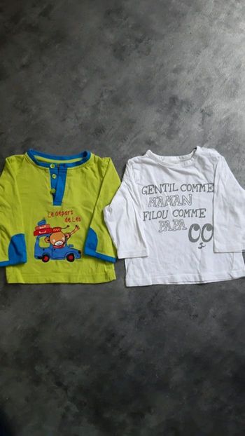 2 t-shirts manches longues garçon 100% coton