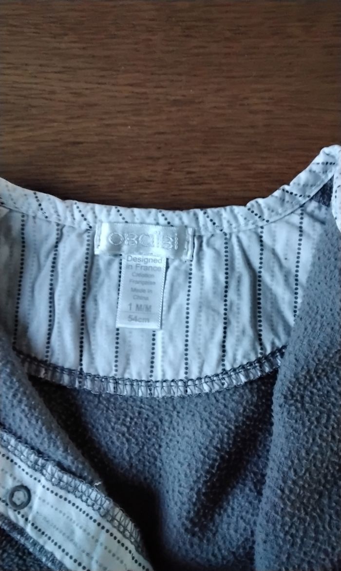 Gilet manches longues , gris , Obaibi ,1Mois ,54cm - photo numéro 3